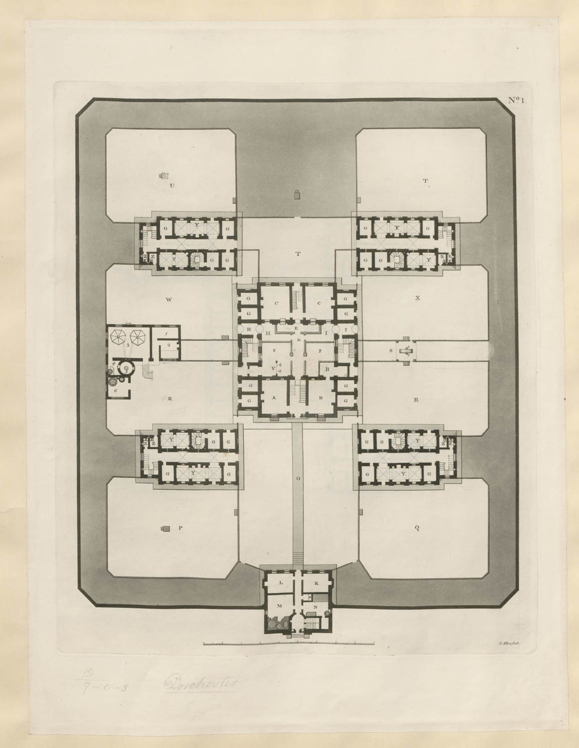 [plan Of The Ground Floor Of Dorset County Jail].   S. Alken Fecit 