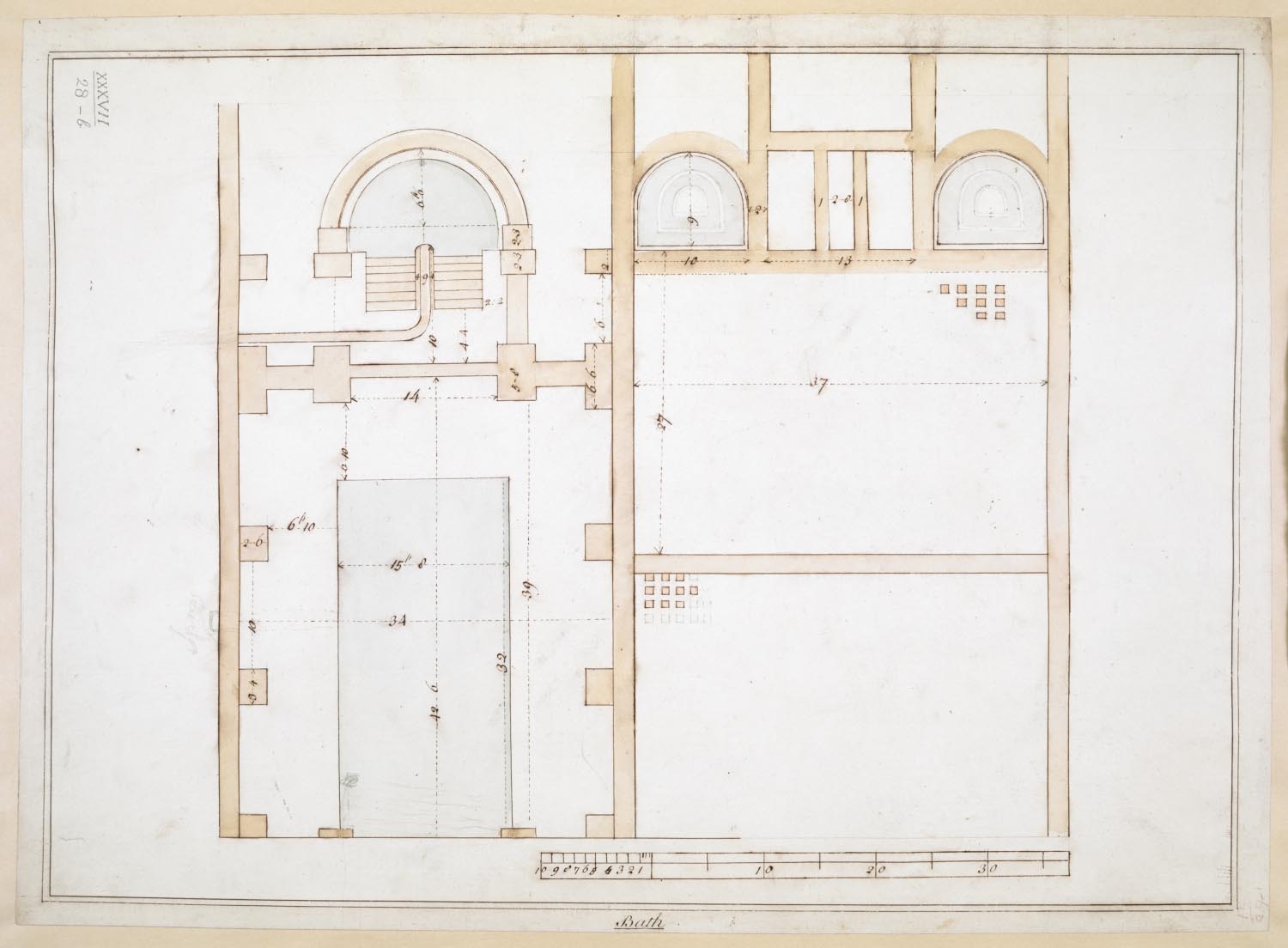A Colored Plan Of The Roman Baths And Stoves Discovered In 1755
